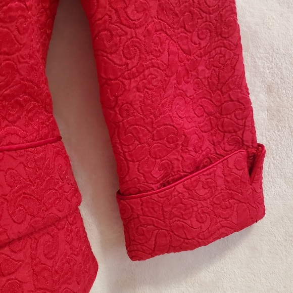 Like NEW Maggy London 2 Piece Primary Red Matelassé Skirt Suit Sz 6 - Picture 6 of 15